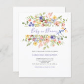 Budget Baby in Bloom Pink Floral Shower Uitnodigin (Voorkant / Achterkant)