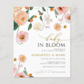 BUDGET Baby in Bloom Pink Poppy Shower Invitation (Voorkant)