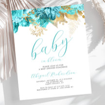 Budget Baby in Bloom Turquoise Bloemen Baby shower