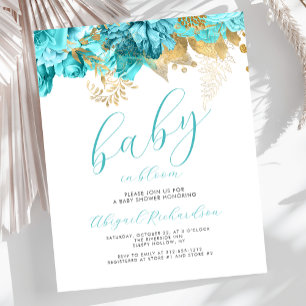 Budget Baby in Bloom Turquoise Bloemen Baby shower