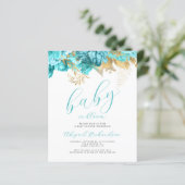Budget Baby in Bloom Turquoise Bloemen Baby shower (Staand voorkant)