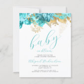 Budget Baby in Bloom Turquoise Bloemen Baby shower (Voorkant)