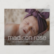 Budget baby name 3 Foto geboorteaankondiging