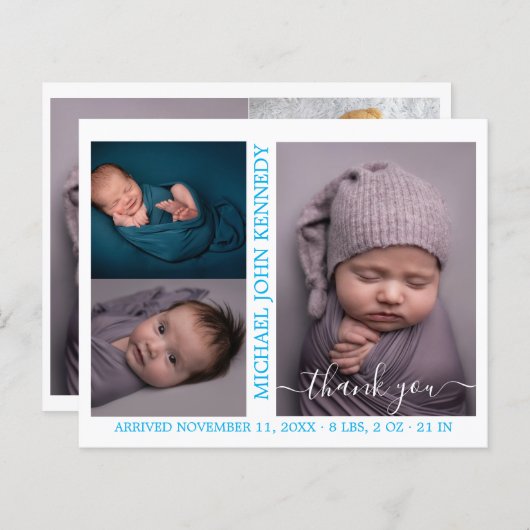 Budget Baby Photo Collage Birth Announounge (Voorkant / Achterkant)