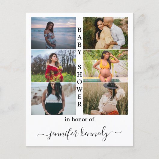 Budget Baby shower 6 Foto Collage Typografie Cute (Voorkant)