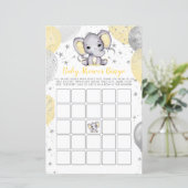 Budget Baby shower Bingo Yellow Elephant Game (Staand voorkant)