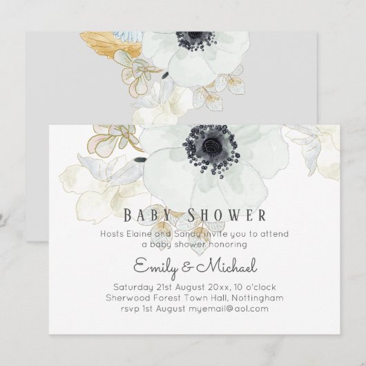 BUDGET Baby Shower Blauwe Anemoon (Voorkant / Achterkant)