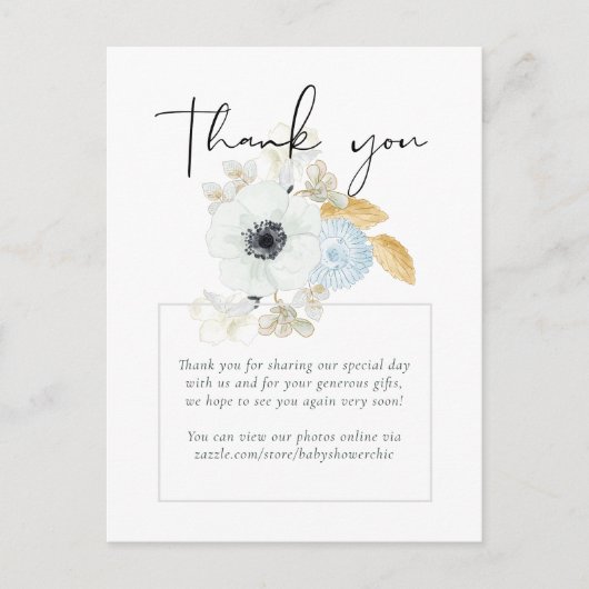 BUDGET Baby Shower Blauwe Anemoon Briefkaart (Voorkant)