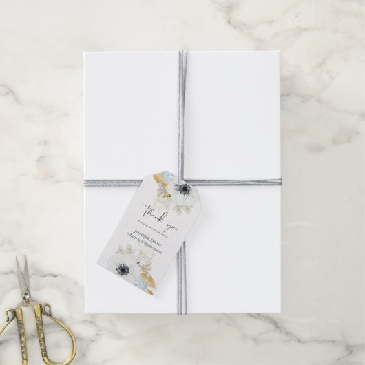 BUDGET Baby Shower Blauwe Anemoon Cadeaulabel (Met Touw)