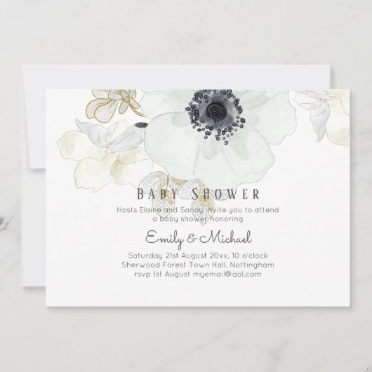 BUDGET Baby Shower Blauwe Anemoon Kaart (Voorkant)