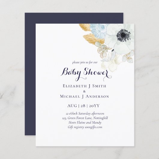 BUDGET Baby shower Blue Anemone (Voorkant / Achterkant)