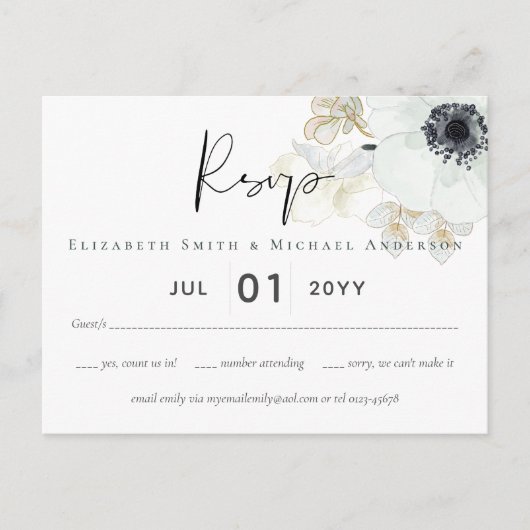 BUDGET Baby shower Blue Anemone Briefkaart (Voorkant)