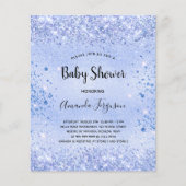 Budget Baby shower blue glitter boy-uitnodiging (Voorkant)