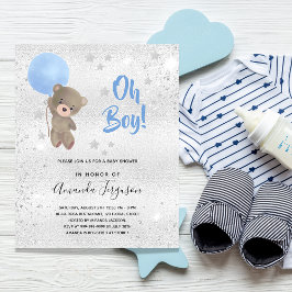 Budget Baby shower boy teddy bek blue Silver