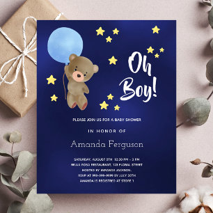 Budget Baby shower boy teddy heeft blauwe uitnodig