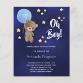 Budget Baby shower boy teddy heeft blauwe uitnodig (Voorkant)