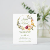 BUDGET Baby shower Burgundy Floral Wreath Invite (Staand voorkant)