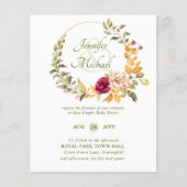 BUDGET Baby shower Burgundy Floral Wreath Invite (Voorkant)