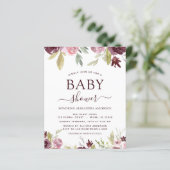 Budget Baby shower Burgundy Waterverf Floral (Staand voorkant)