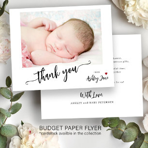 Budget baby shower elegant foto bedankt kaart