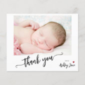 Budget baby shower elegant foto bedankt kaart (Voorkant)