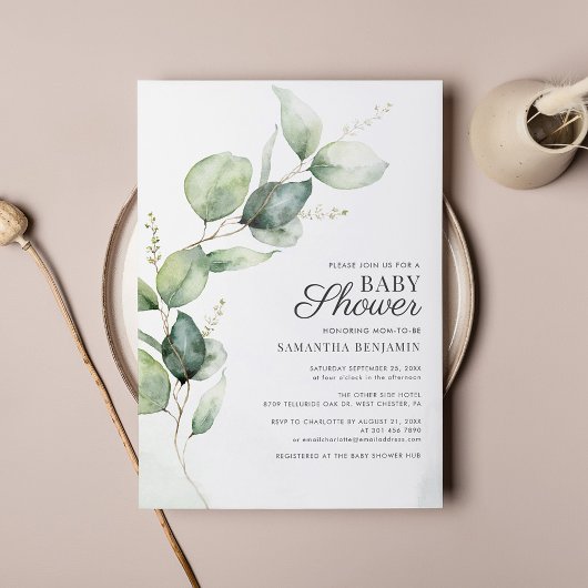 Budget Baby shower Eucalyptus Greenery