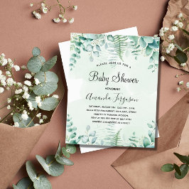 Budget Baby shower Eucalyptus woodland-uitnodiging