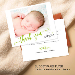 Budget baby shower foto bedankt kaart