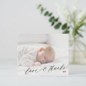 Budget baby shower foto eenvoudig bedankt (Staand voorkant)