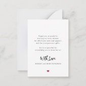 Budget baby shower foto modern script dank u notitiekaartje (Achterkant)