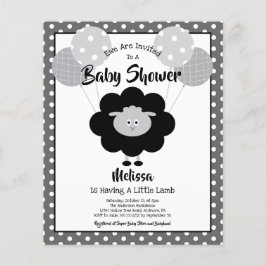 Budget Baby shower Fun Black White Lamb Uitnodigin