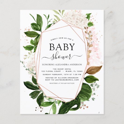 Budget Baby shower Greenery Botanical Geometric (Voorkant)