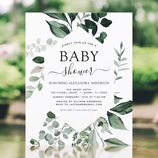 Budget Baby shower Greenery Botanical Invitation