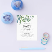 Budget Baby shower Greenery Botanical Invitation Flyer (Enkel)