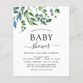 Budget Baby shower Greenery Botanical Invitation Flyer (Voorkant)