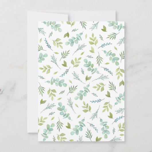 Budget Baby Shower Greenery Eucalyptus Kaart (Achterkant)