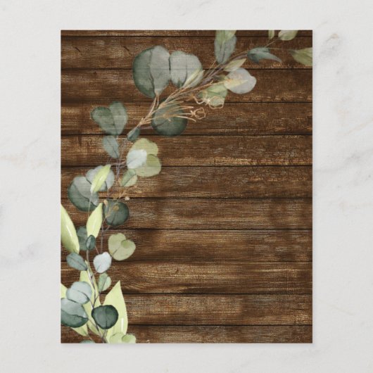 Budget Baby shower Greenery Eucalyptus Rustic Flyer (Achterkant)