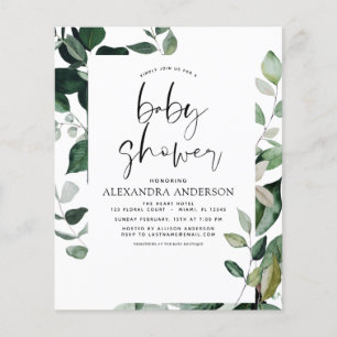 Budget Baby Shower Groene Botanische Elementen Flyer