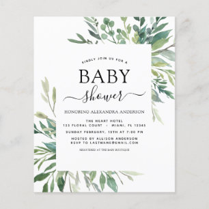 Budget Baby Shower Groene Planten Botanisch Flyer