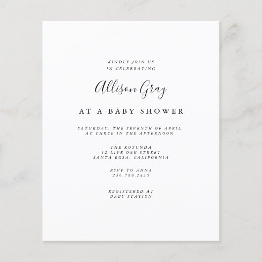 Budget Baby shower Invitation Flyer (Voorkant)