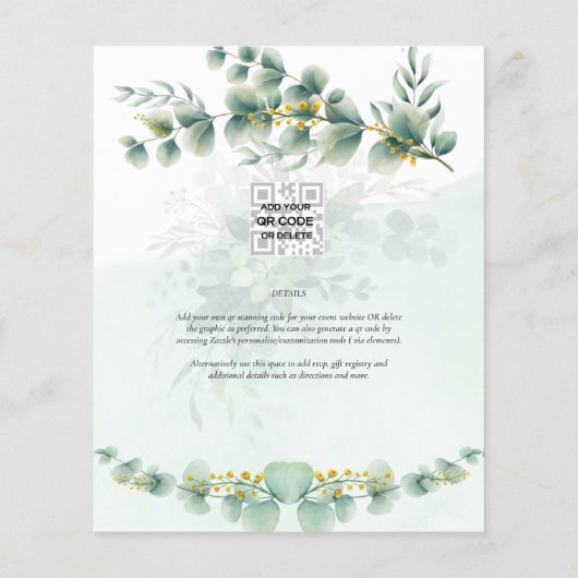 Budget Baby Shower Invitations Greenery Leaves Flyer (Achterkant)