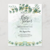 Budget Baby Shower Invitations Greenery Leaves Flyer (Voorkant)