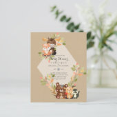 BUDGET BABY SHOWER INVITATIONS - Woodland Animals (Staand voorkant)