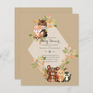 BUDGET BABY SHOWER INVITATIONS - Woodland Animals
