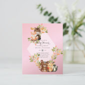 BUDGET BABY SHOWER INVITATIONS - Woodland Animals (Staand voorkant)