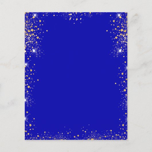 Budget baby shower koninklijke blauwe gouduitnodig (Achterkant)