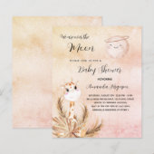 Budget Baby shower maan pampas giraffe uitnodiging (Voorkant / Achterkant)