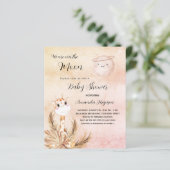 Budget Baby shower maan pampas giraffe uitnodiging (Staand voorkant)