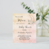 Budget baby shower maan roze goudkleurige uitnodig (Staand voorkant)