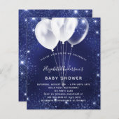 Budget Baby shower marvy blue ballonuitnodiging (Voorkant / Achterkant)